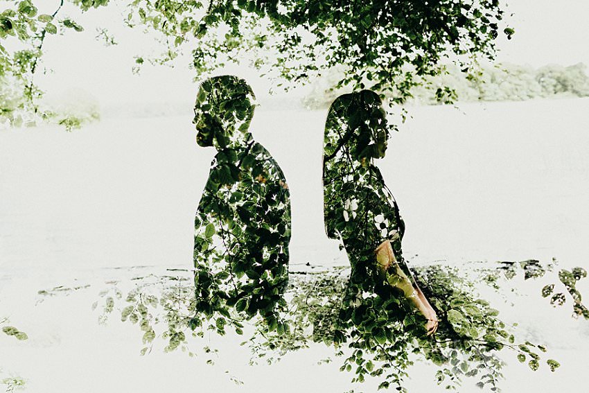 double exposure picture, creative portrait during a pre wedding session