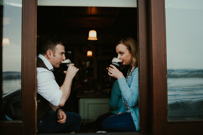 Engagement session in Swords - Maggy and Darren enjoy pint of Guinness