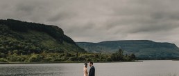 bride and groom in stunning slig and leitrim landscape