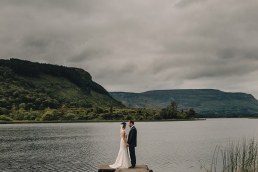 bride and groom in stunning slig and leitrim landscape
