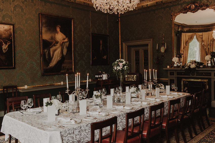 constitution room in the shelbourne hotel set up for small wedding