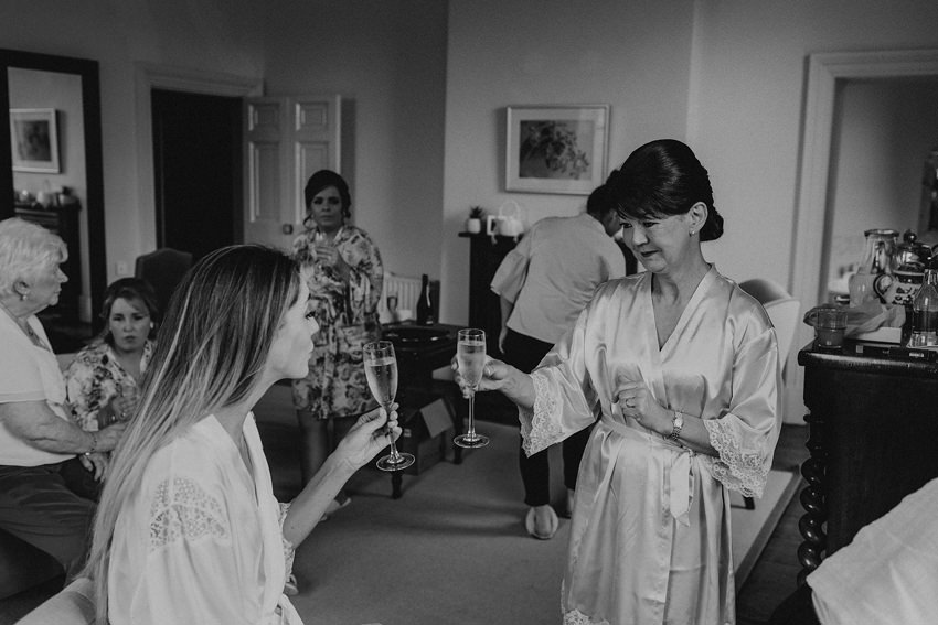 mum and daughter having a toast