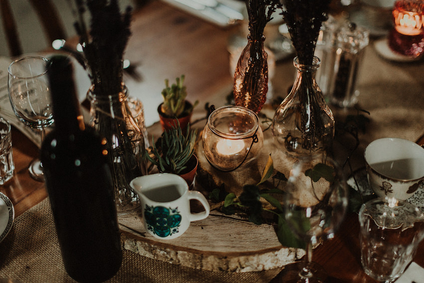 beautifully designed by the bride rustic table decor 