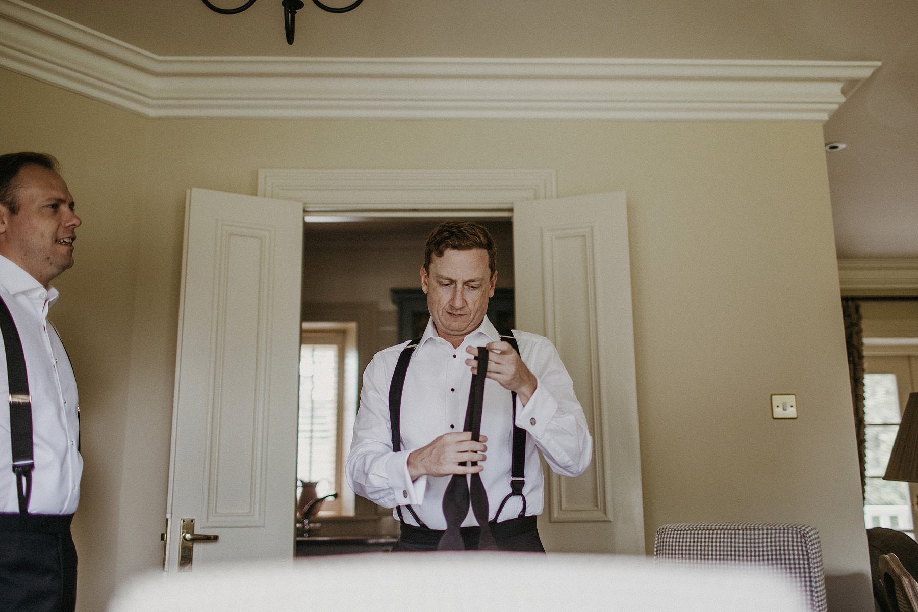 groom morning prep in cottage at mount juliet estate