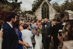 0098-Huntington Castle wedding, alternative wedding , red hair bride with tatoos and groom with beard and jeans - published on one fab day 6